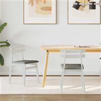 vidaXL Eetkamerstoel 2 pcs Wit en Grijs Massief Rubberhout