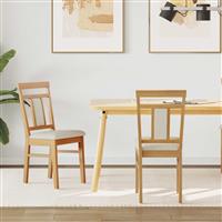 vidaXL Eetkamerstoel 2 pcs Natuurlijk en Licht Massief Rubberhout