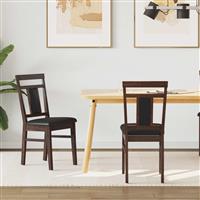 vidaXL Eetkamerstoel 2 pcs Lichtbruin en Zwart Massief Rubberhout