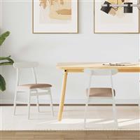 vidaXL Eetkamerstoel 2 pcs Wit en Bruin Massief Rubberhout