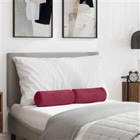 vidaXL Bolster Kussens 2 stuks Wijnrood Ø 15 x 40 cm Cordstof