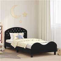 vidaXL Bedframe voor kinderen met hoofdbord Zwart 90 x 190 cm Fluweel