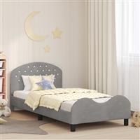 vidaXL Bedframe voor kinderen met hoofdbord Lichtgrijs 90 x 190 cm