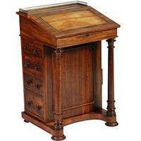 Palissander Davenport met zuilen, klein geheim vakje en uitklapbare inktpothouder (No.351915)