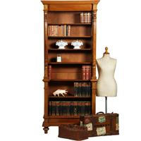 Zeer hoge smalle open boekenkast blond noten verstelbare planken demontabel (No.360415)