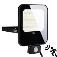LED Schijnwerper 50W met Sensor - 6000 lumen - Koelwit 4000K - PIR Bewegingssensor - IP65 - Zwart