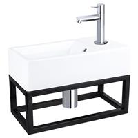 Fonteinset Differnz Force Keramiek en Handoekrek 40x22x11.5 cm Wit Met Rechte Kraan Chroom