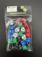 10-kantige dobbelsteen cijfers 1-10 (SET van 25 st.)