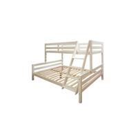 Massief houten drie persoons stapelbed (kies matras onder: 140x200x14 Comfort )