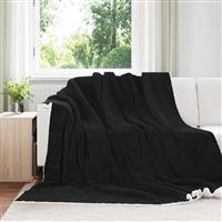 vidaXL Gooi Deken Zwart 240 x 270 cm Fleece