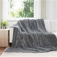 vidaXL Gooi Deken Donkergrijs 240 x 220 cm Fleece