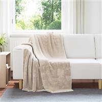 vidaXL Gooi Deken Beige 130 x 150 cm Fleece
