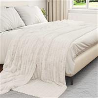 vidaXL Gooi Deken Crème 240 x 220 cm Fleece