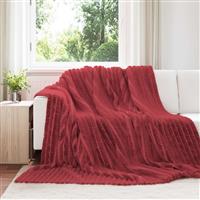vidaXL Gooi Deken Bordeaux Rood 240 x 220 cm Fleece
