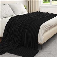 vidaXL Gooi Deken Zwart 240 x 220 cm Fleece