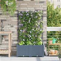 vidaXL Tuin Bloempot 2 pcs Licht Grijs 80 x 40 x 143 cm Staal