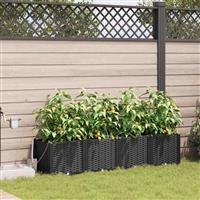 vidaXL Tuin Bloempot 4 pcs Zwart Staal