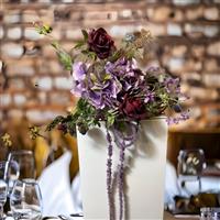 Luxe boeket - zijden kunst bloemen -Hortensia boeket - blauwpaars - diep rood - 60cm -