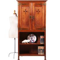 Strakke smalle bijna 2 meter hoge boekenkast met messing en ebbenhout  (No.322145)