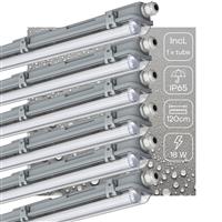 LED Vochtbestendig armatuur 2160 lumen - 18W - Daglichtwit 6500K - IP65 - 120cm - 6 stuks
