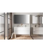 Spiegelkast BWS Hayat 2 Assymetrische Deuren 80x70x15cm Mat Zwart