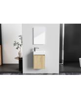 Toiletmeubelset BWS Zyro Onderkast + Fontein en Spiegel 40x22 cm Eiken