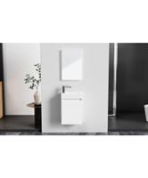 Toiletmeubelset BWS Zyro Onderkast + Fontein en Spiegel 40x22 cm Glanzend Wit