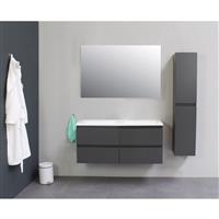 Badkamermeubel Boss & Wessing Pepper Acryl Wastafel Incl Spiegel Zonder Kraangat 120x55x46 cm Antrac