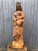 Moeder Maria / Mother Mary met jezus, groot gietijzeren beeld, PRACHTIG.
