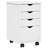 vidaXL Rolling Kast met wiel Wit 34 x 39 x 56 cm Massief grenenhout