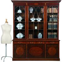 Engels mahonie 6-deurs Bibliotheekkast of porseleinkast rijk ingelegd  (No.381235)