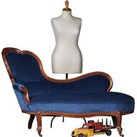 Elegante mahonie Willem III sofa met lavendelblauw velours (No;290805)