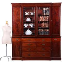Engels mahonie breakfront Bibliotheek of porseleinkast met schrijfklep No.381235)