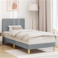 vidaXL Bedframe met hoofdeinde Lichtgrijs 90 x 190 cm Stof