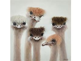 Olieverf schilderij struisvogels van Ter Halle