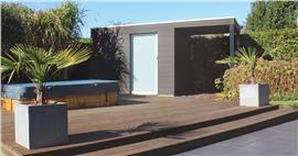 Strak tuinhuis Box-WPC in diverse standaard maten