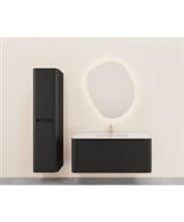 Onderkast Wiesbaden Sulora 120x48 cm Afgeronde Hoeken Geribbeld Met 1 Lade 1 Uitsparing Mat Zwart