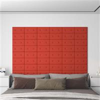 vidaXL Wandhoofdbord 12 pcs Rood 30 x 15 cm Nep Leer