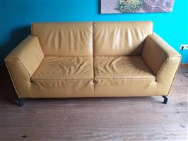 mooie leren tweezitsbank