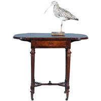 Palissander tafeltje met 2 hangoren een lade en  opklapbare spiegel  ca 1850 (No.400930)