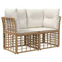 vidaXL Buiten loveseat 2 pcs Natuurlijk en Crème Wit poly rattan