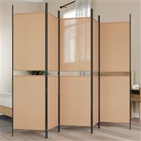 vidaXL 5-Panel Room Divider Beige 250 x 180 cm Stof