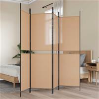 vidaXL 4-Panel Room Divider Beige 200 x 180 cm Stof