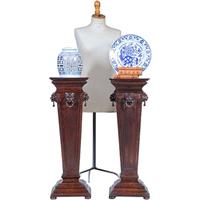 Stel van 2 Neo-renaissance zuilen ca 1860 met leeuwenmaskers (No.400925)