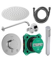 Regendouche Inbouw Hansgrohe Ecostat Wanduitloop met Handdouche en Hoofddouche 30 cm Thermostaat Ron