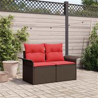 vidaXL Tuinbank met kussen 141 x 62 x 69 cm poly rattan
