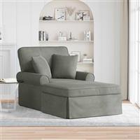vidaXL Chaise Lounge met Rok met kussen 3 pcs Lichtgrijs Katoen Stof