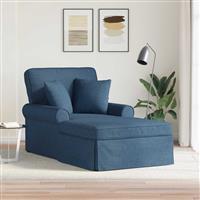 vidaXL Chaise Lounge met Rok met kussen met kussen 3 pcs Blauw Stof