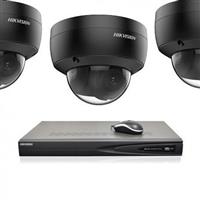 Hikvision 8 MP zwart IP camerabewaking set 3 dome cameras