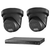 Hikvision 2 ColorVu cameras 4 MP IP camerabewaking set zwart